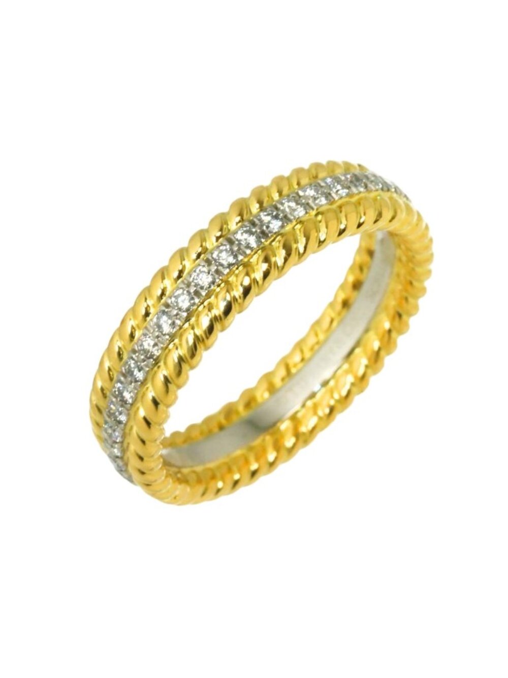 Tiffany & Co Jean Schlumberger Rope Row Ring Diamond 18k Yellow Gold Pt